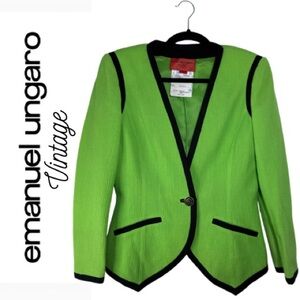 Emanuel Ungaro Lime Green Blazer with Black Trim